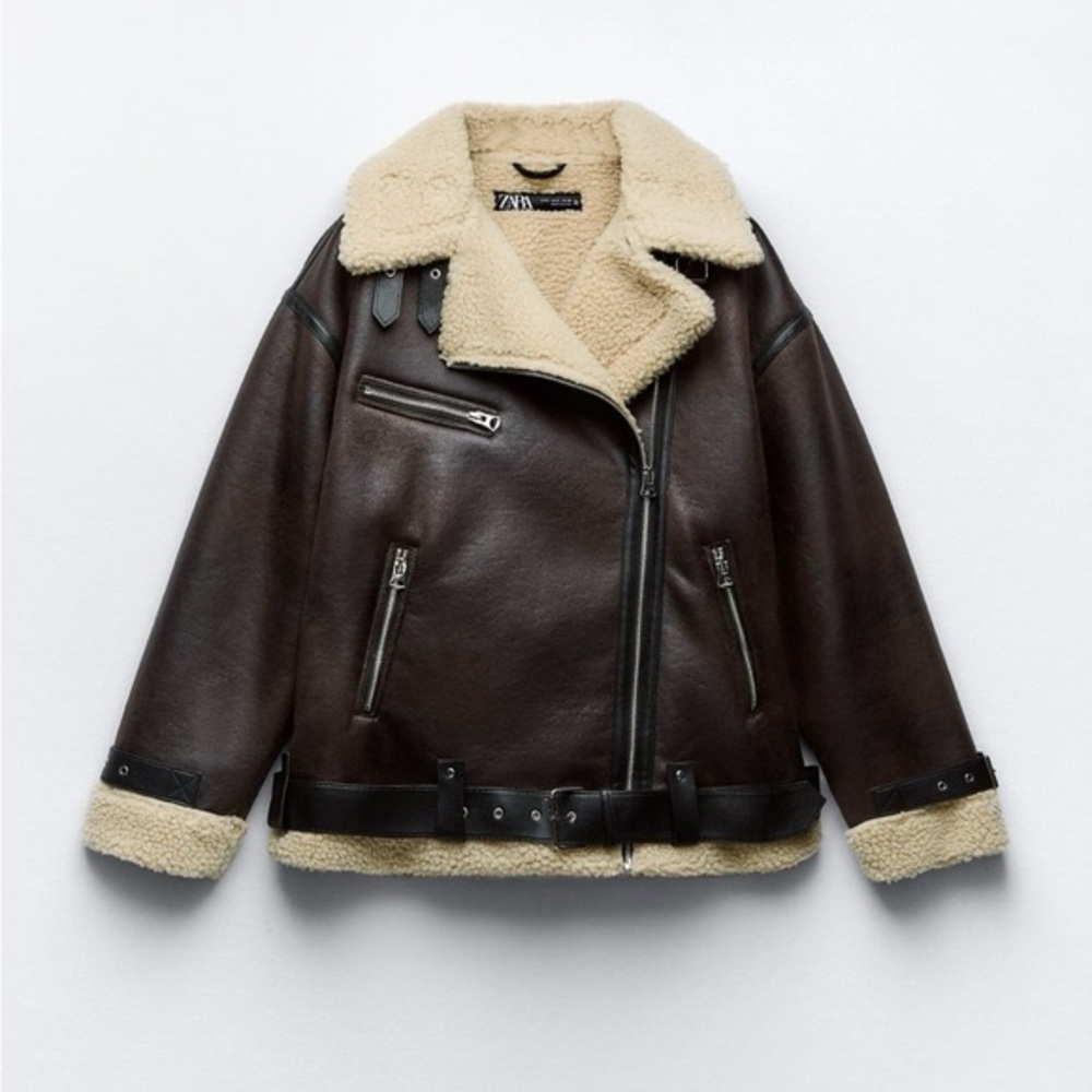Zara aviator leather jacket